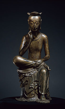 Gilt-bronze Maitreya in Meditation, 602-641, 22.5cm, the 83th national treasure of South Korea.