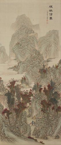 Joongsik Ahn,풍림정거도(風林停車圖), ink on Silk, 164.4x70.4cm, 1913