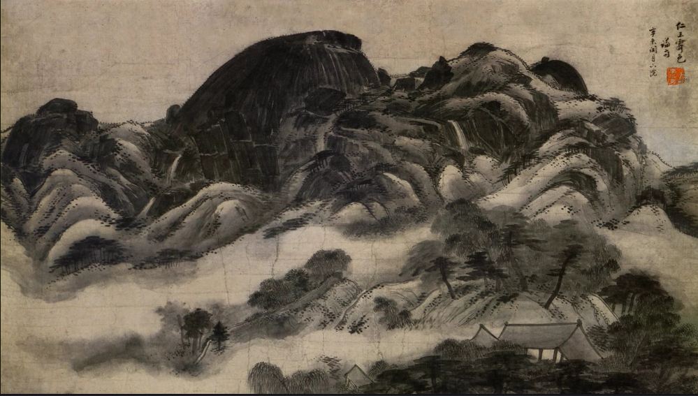 Jeong Seon, Clearing after Rain on Mount Inwang, 1751. Ink on paper, 79.2×138.2cm, Leeum, National Treasure No. 216.